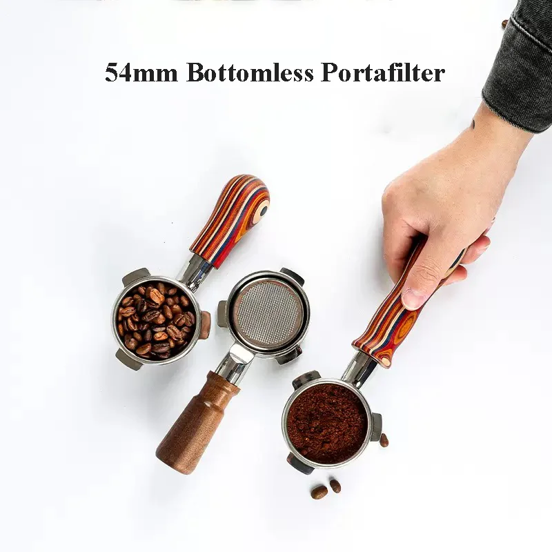 54mm Bottomless Portafilter With Double Filter Basket For Breville 820/840/875/879 Solis 1170/1019 Espresso Coffee Machine