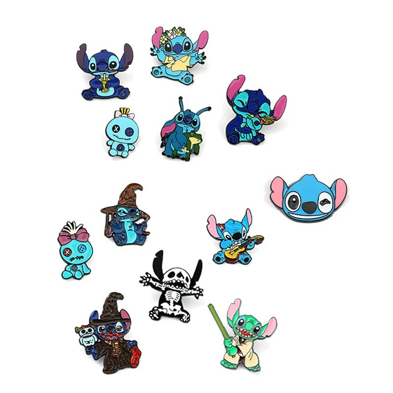 

Stitch series brooch, European and American cartoon anime cute metal badge, Diy backpack accessories, holiday party gifts