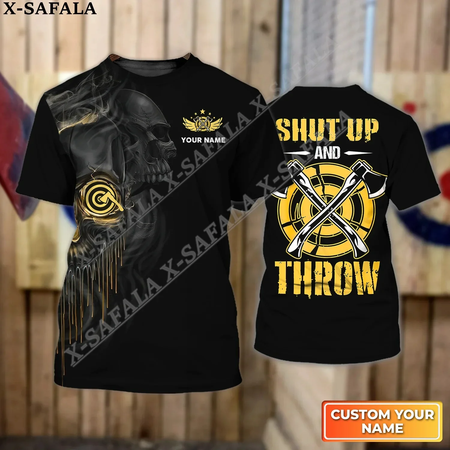 Shut Up And Throw Axe Throwing 3D Print High Quality Milk Fiber Normal T-shirt Summer Round Neck Men Female Casual Top-3