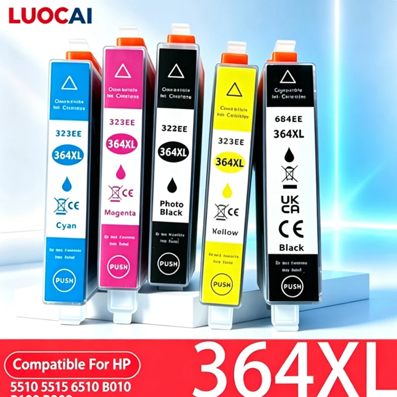 364 364XL Compatible Ink Cartridge 1‑5 Pack Compatible Ink for HP Photosmart 5510 5515 6510 B010 B109 B209 Deskjet 3070A Series