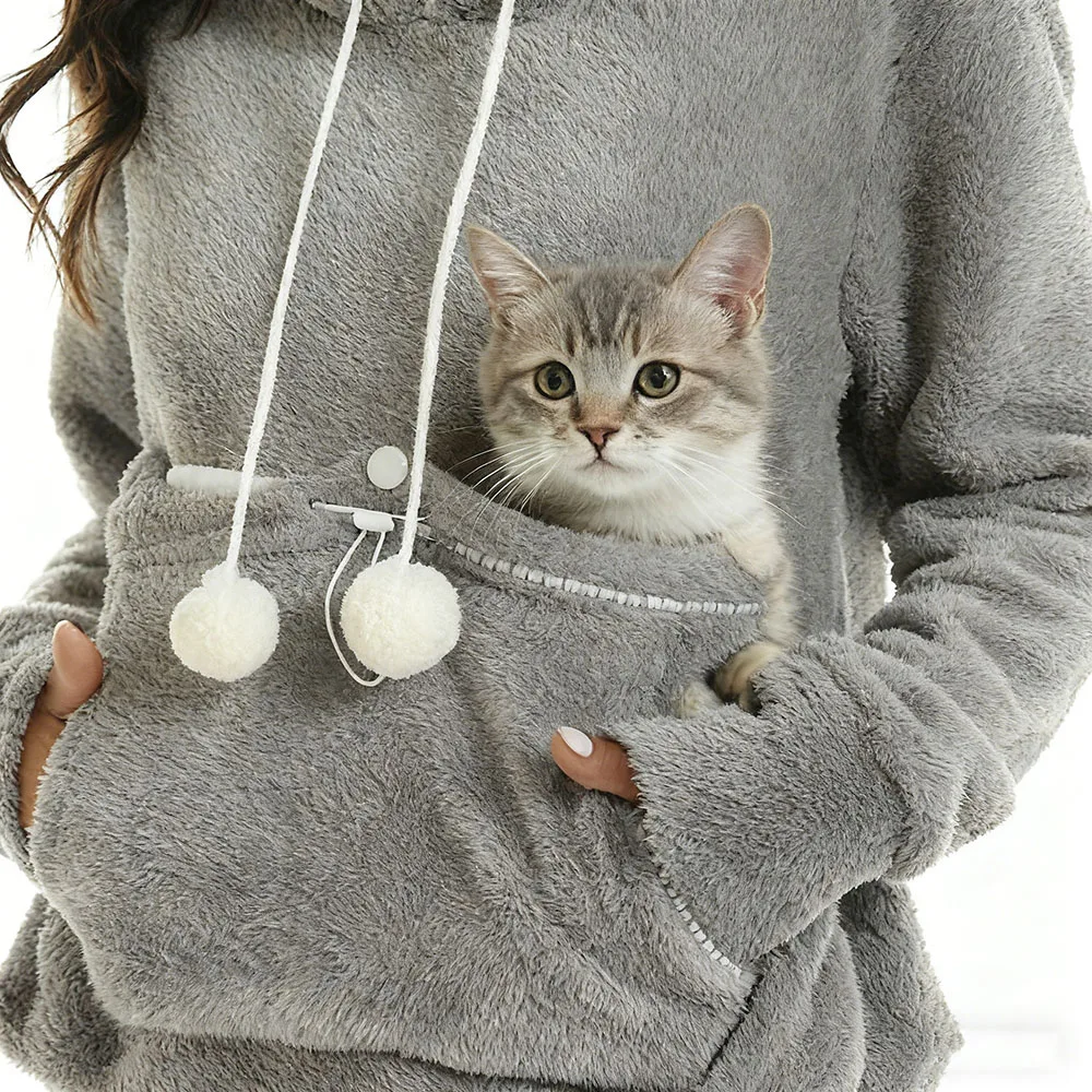 Sweat-shirt à capuche unisexe pour amoureux des chats, pochette pour câlin, kangourou, poche pour animaux de compagnie, Design patte, confortable, livraison directe, automne 2025