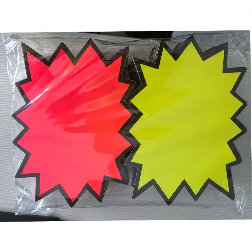 Neon Advertising Price Cards Vibrant Promotional Signage Paper Tag Inserts Retail Store Sales Shelf Sticker Supplies