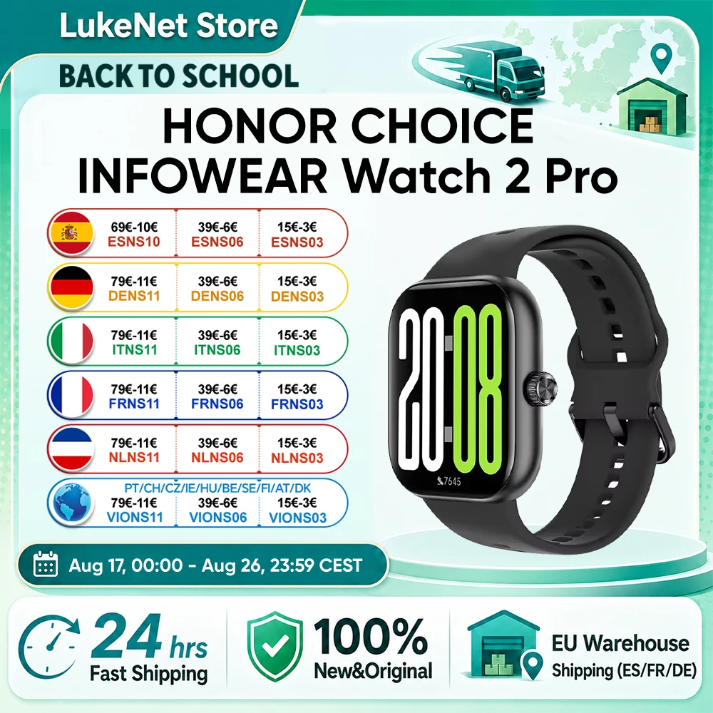 Reloj HONOR CHOICE INFOWEAR 2 Pro con Pantalla AMOLED de 1.97 Pulgadas y Bisel Delgado, Compatible con Barómetro y Brújula, GNSS Autónomo