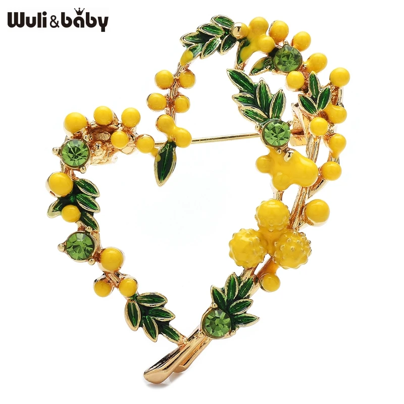 Wuli&baby Beautiful Fruits Heart Brooches For Women Unisex 2-color Enamel French Style Love Party Office Brooch Pins Gifts