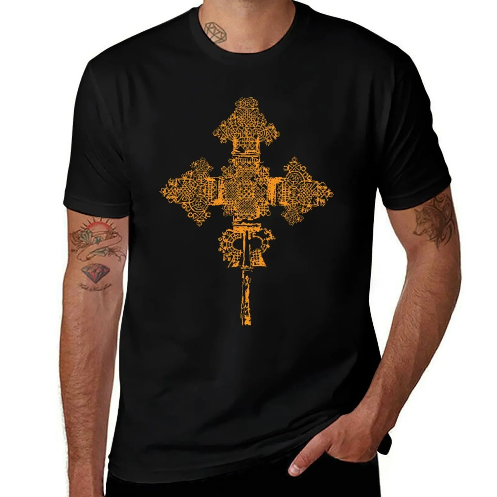 

Ethiopian Orthodox Cross T-Shirt man t shirt heavy cotton t shirts with prints T-Shirt