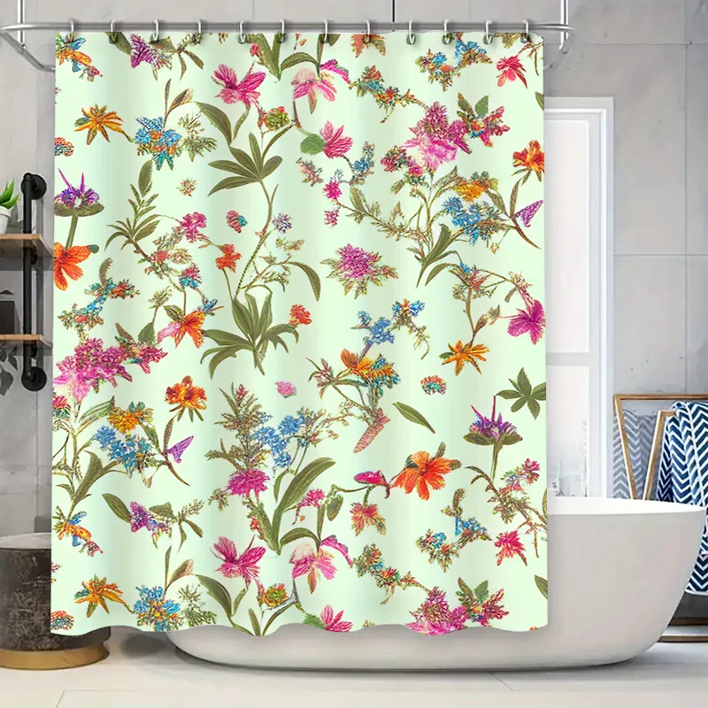 

Vintage Floral Print Shower Curtain for Bathroom Decor Vivid Colors Soft Fabric Luxury Home Accessories on AliExpress.com