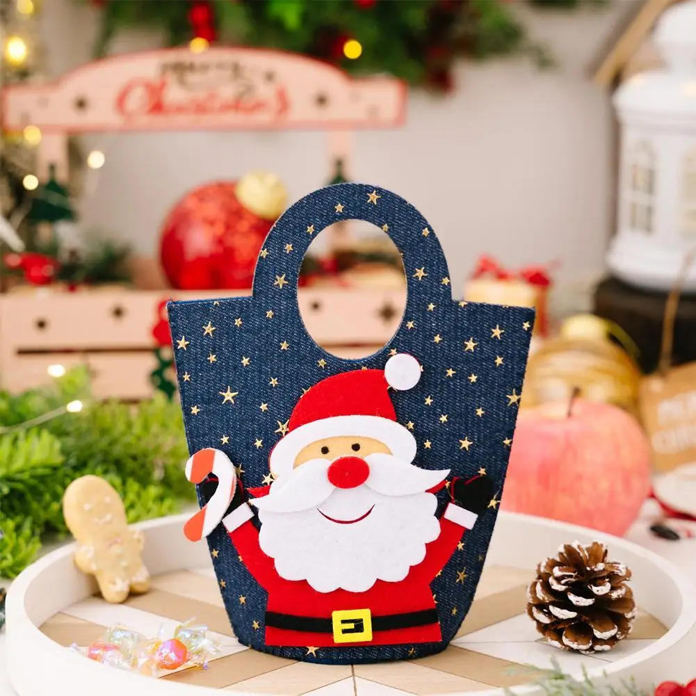 

Christmas Canvas Handbag Gift Adorable Snowman Party Favor Candy Treat Storage Bag Holiday Wrapping Christmas Bags