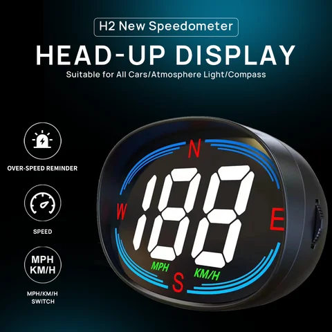 KWHUD 헤드 업 디스플레이 GPS 자동차 HUD 용 디지털 속도계 (나침반 포함) 과속 알림 속도 게이지 자동 전자 장치