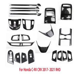 RHD For Honda C-RV CRV 2017- 2021 Carbon Fiber Inner Accessories Gear Shift Panel air vent Cover Trim Window Switch Panel Frame