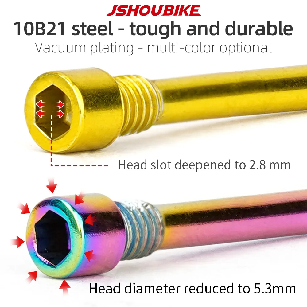 JSHOUBIKE Bicycle Titanium Bolt Disc Brake Caliper Bolt Fixing Pin Inserted Into Caliper Hexagonal Screw Fixing Bicycle Parts