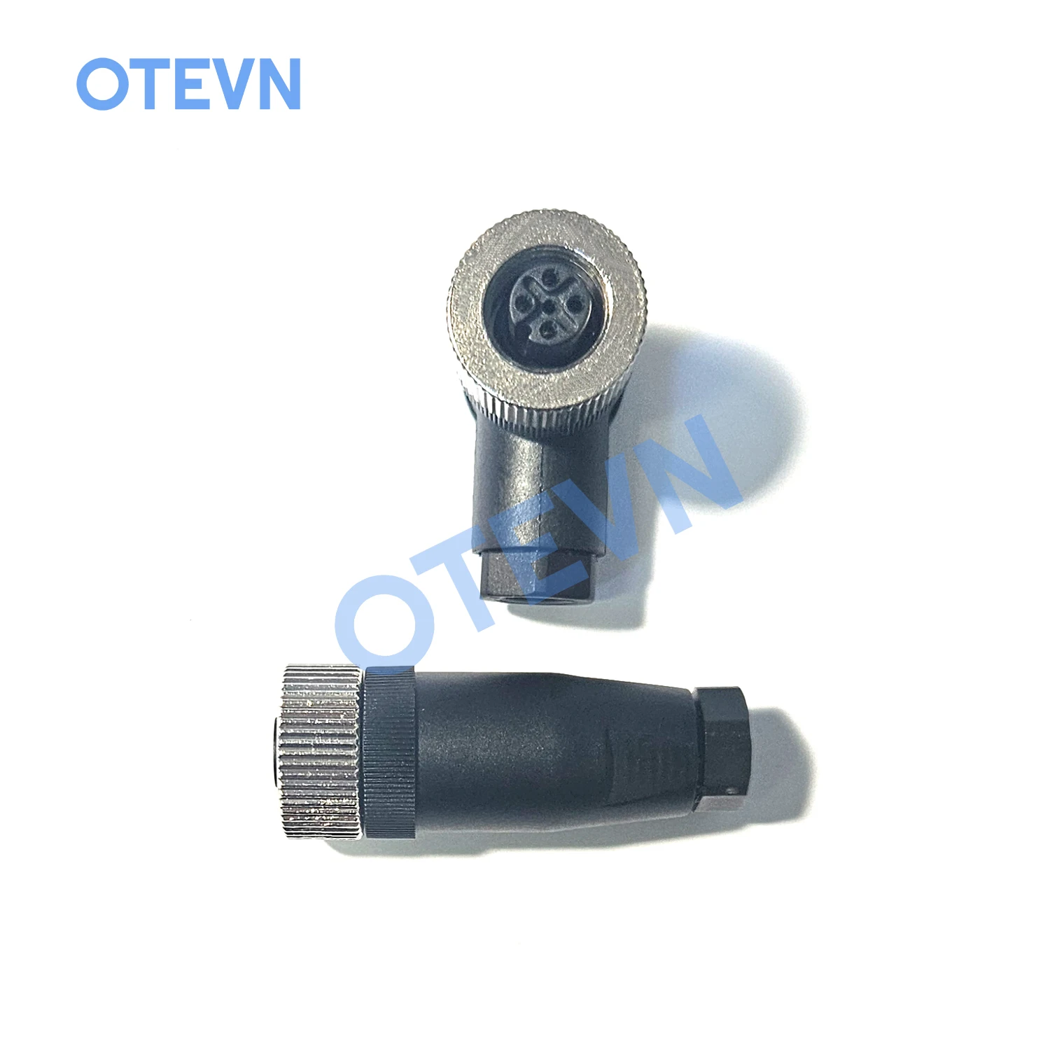 OTEVN IP67 M12 Sensor Connector Waterproof Female Plug Screw Threaded Coupling 4 Pin A Type Angle Electrical