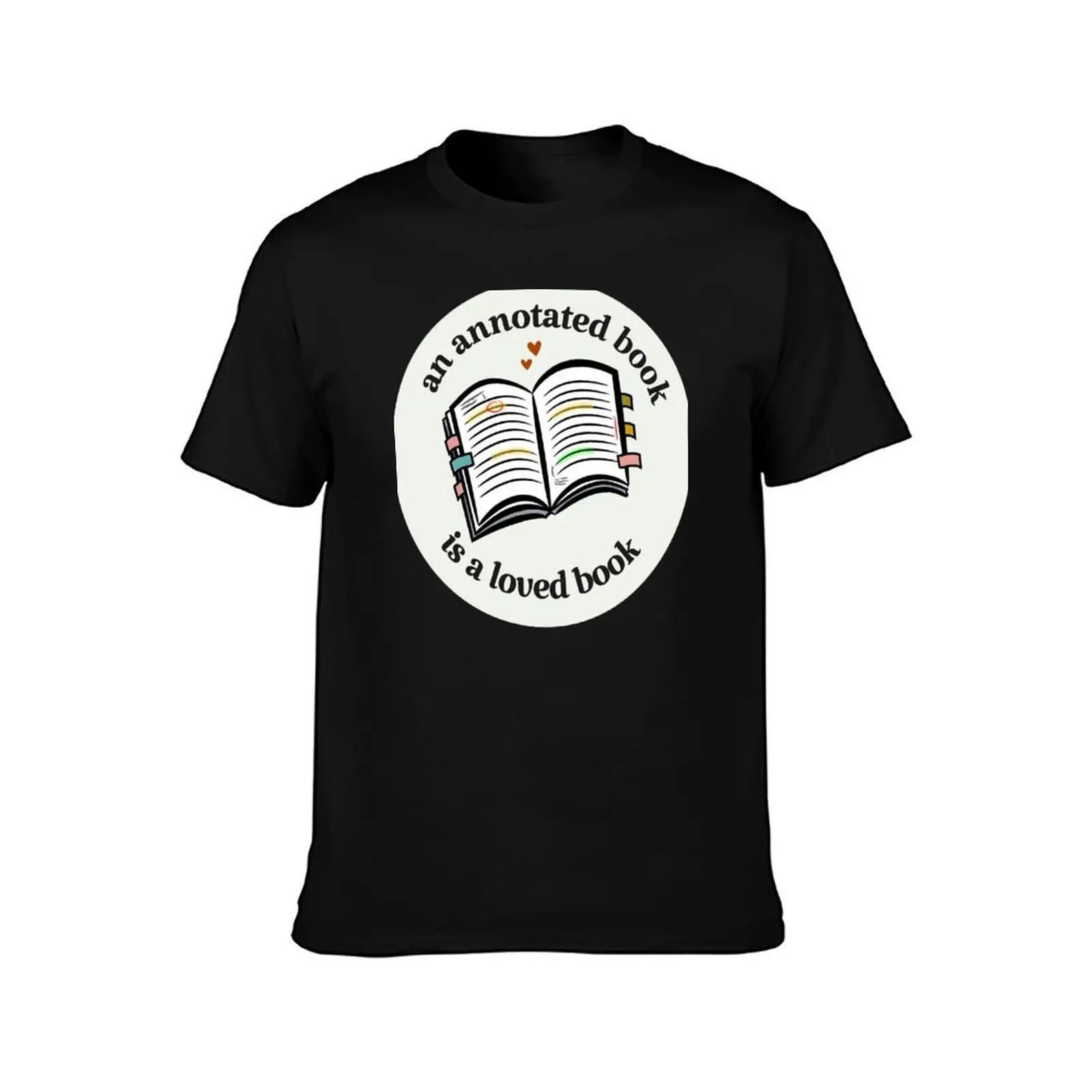an annotated book is a loved book Sticker T-Shirt, Summer Casual Cotton Tee, Oversized Streetwear Tops, Vintage Graphic Print