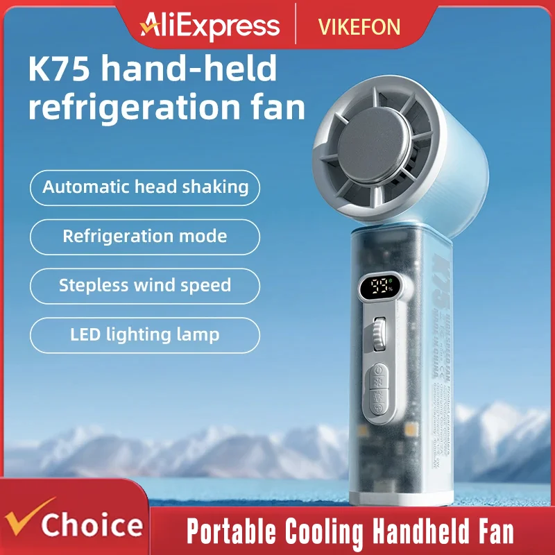 

Cooling Handheld Fan 3000mAh Portable Fan 100-level Free Control High Speed Mini Fan Automatic Head Shaking With Lighting Fan