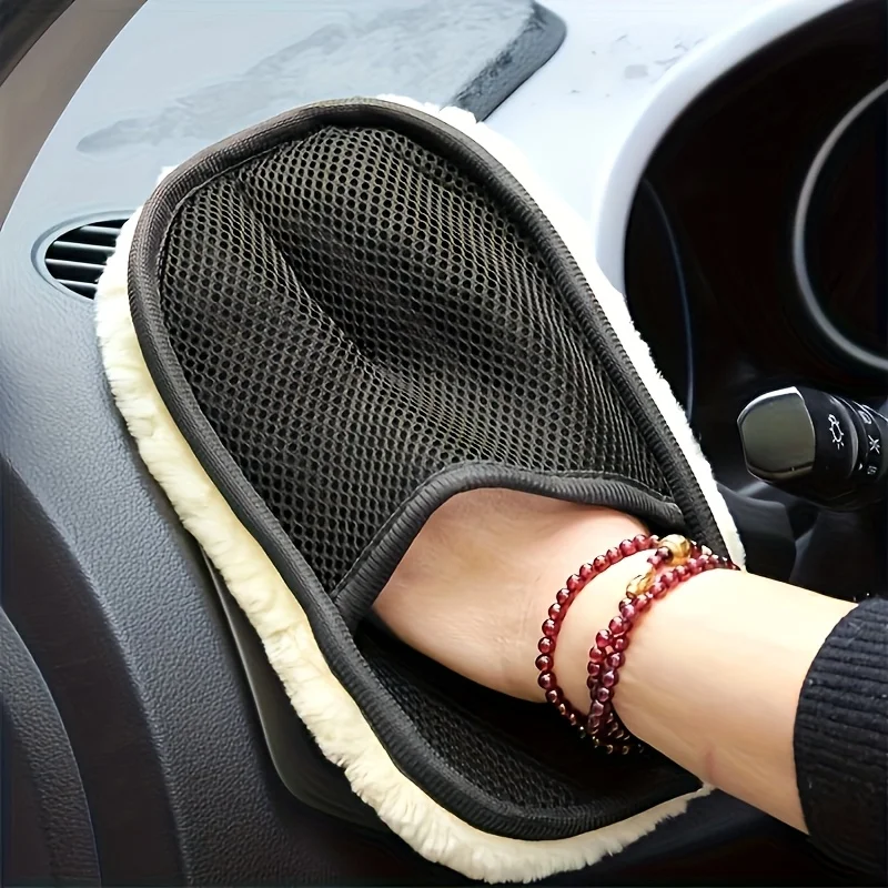 Luva de Lavagem Automotiva de Microfibra, Sem Fiapos e Anti-Riscos para Detalhamento, Limpeza e Polimento de Carros, Ferramenta Grossa e Absorvente para Cuidados Automotivos