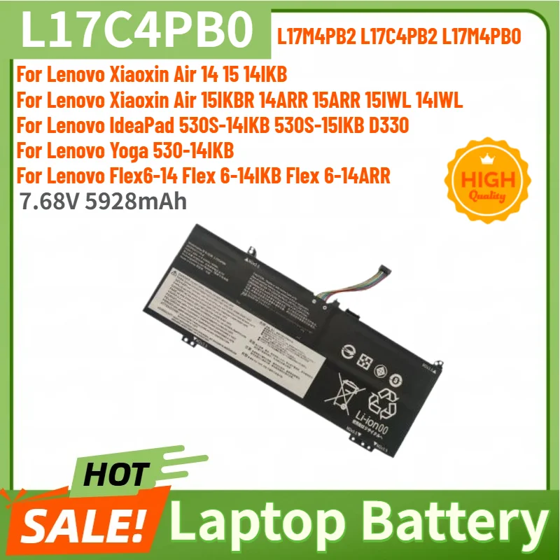 L17C4PB0 Laptop Battery For Lenovo Xiaoxin Air 14ARR 15ARR Ideapad 530S 14IKB 15IKB Yoga 530 Flex 6 Replacement Battery 5928mAh