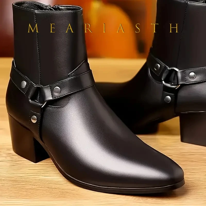 

Handmade Men Ankle Boots Casual Leather Shoes Western Cowboy Boots Black Brown Wingtip Lace Up Wedding Office Dress Boots Men