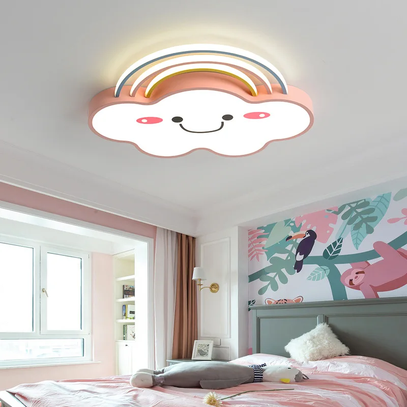 Modern Cartoon Rainbow Cloud Baby Girl Children Kids Room Ceiling Light Led Ceiling Lamp Lights For Bedroom Nursery Roof Lamp