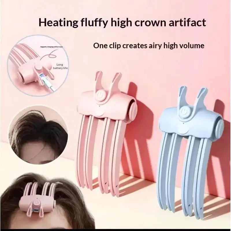 Heated Electric Fluffy Hair Curling Clips 1Pcs Rechargeable Quick Styling Bangs Curler for Morning Busy People