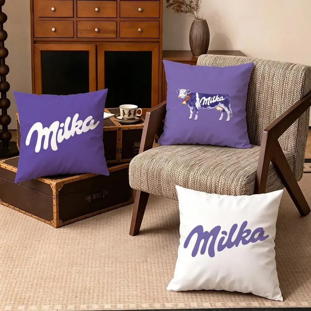 Cute Milk Chocolate Brand Throw Pillow Covers Set for Sofa Couch Home Decor Accent Pillows
