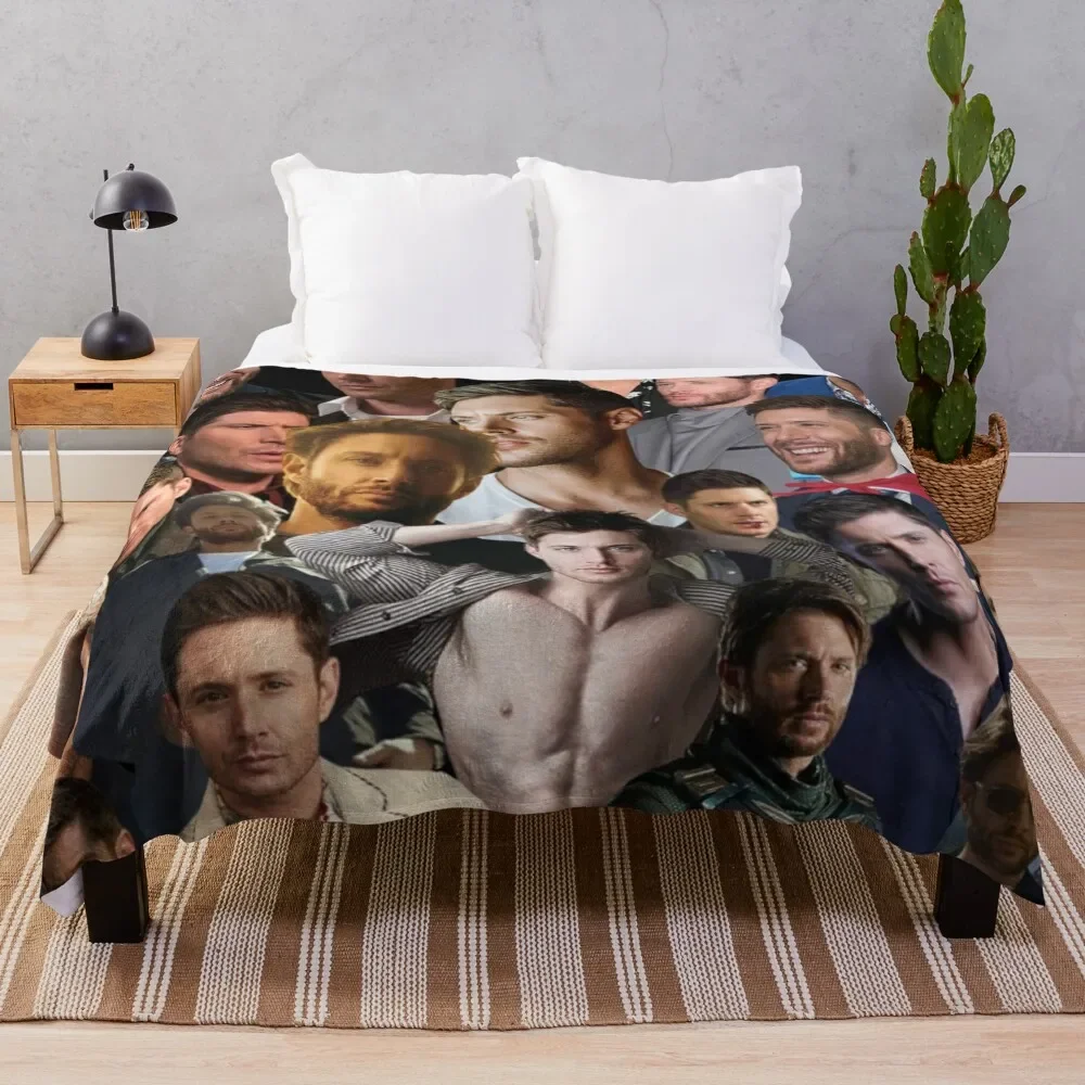 

jensen ackles photo collage Throw Blanket Plaid Bed Loose Single Blankets
