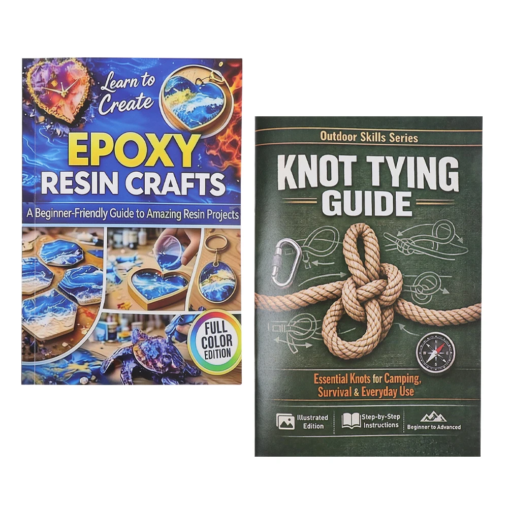 2-Pack Practical Skills Guide Books, Epoxy Resin Crafts & Knot Tying Guide, Step-by-Step Illustrated DIY Craft and Outdoor Campi