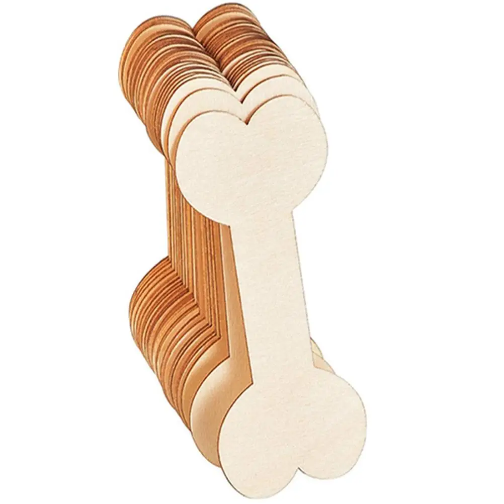 

20 Pcs Bone Wood Chips Blank DIY Gift Tags Writable Creative Labels Pet Shaped Writable Tag Decor Sewing Accessories