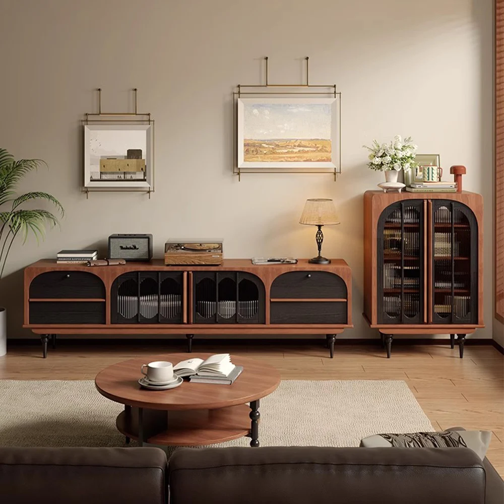 

Glass Doors Tv Stand Vintage Vertical Wall Mid Century Modern Tv Stand Luxury Drawers Meuble Television Salon Home Furniture