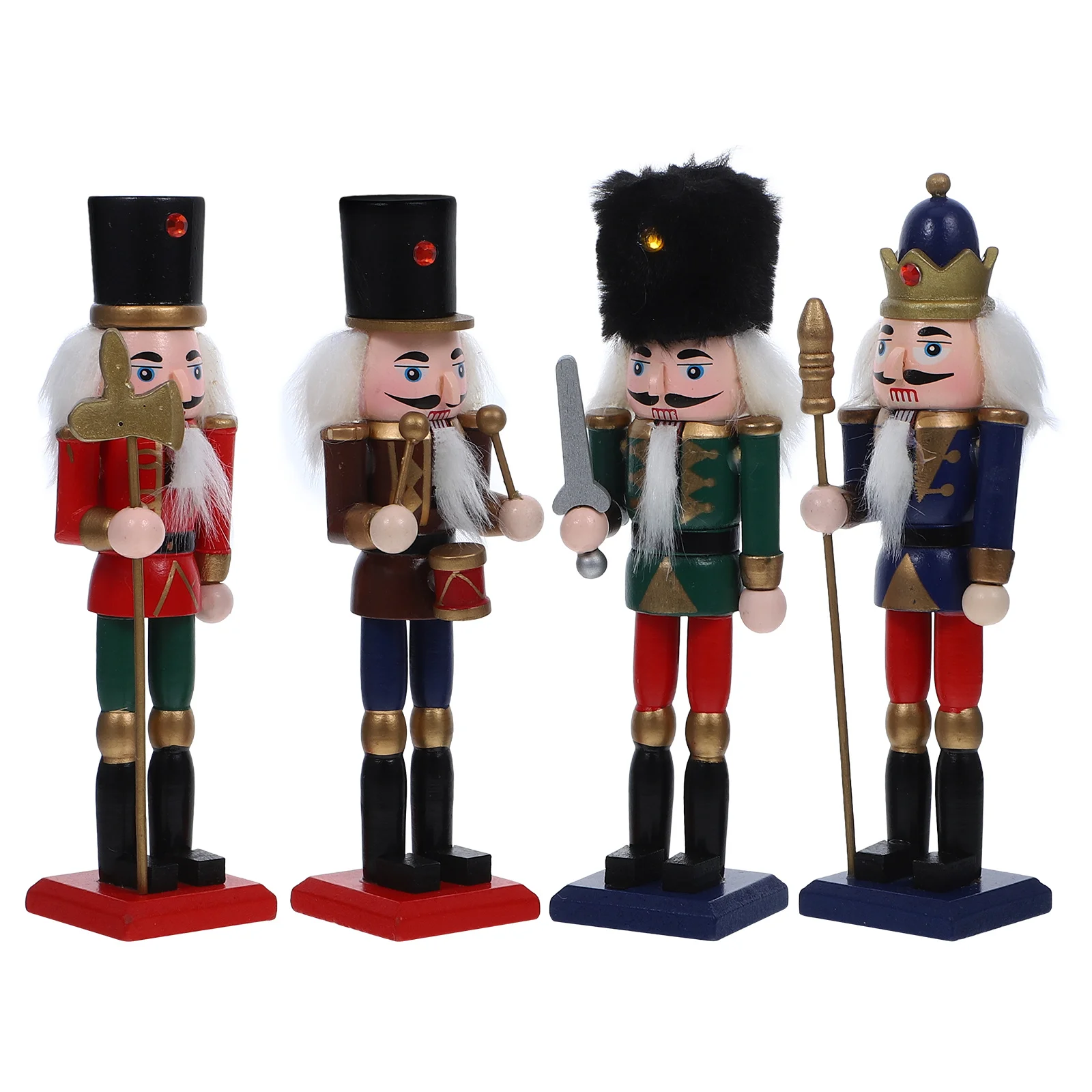 

4Pcs Wooden Nutcracker Christmas Home Ornament Small Nutcracker Decoration Desktop Xmas Traditional Decor Nutcrackers
