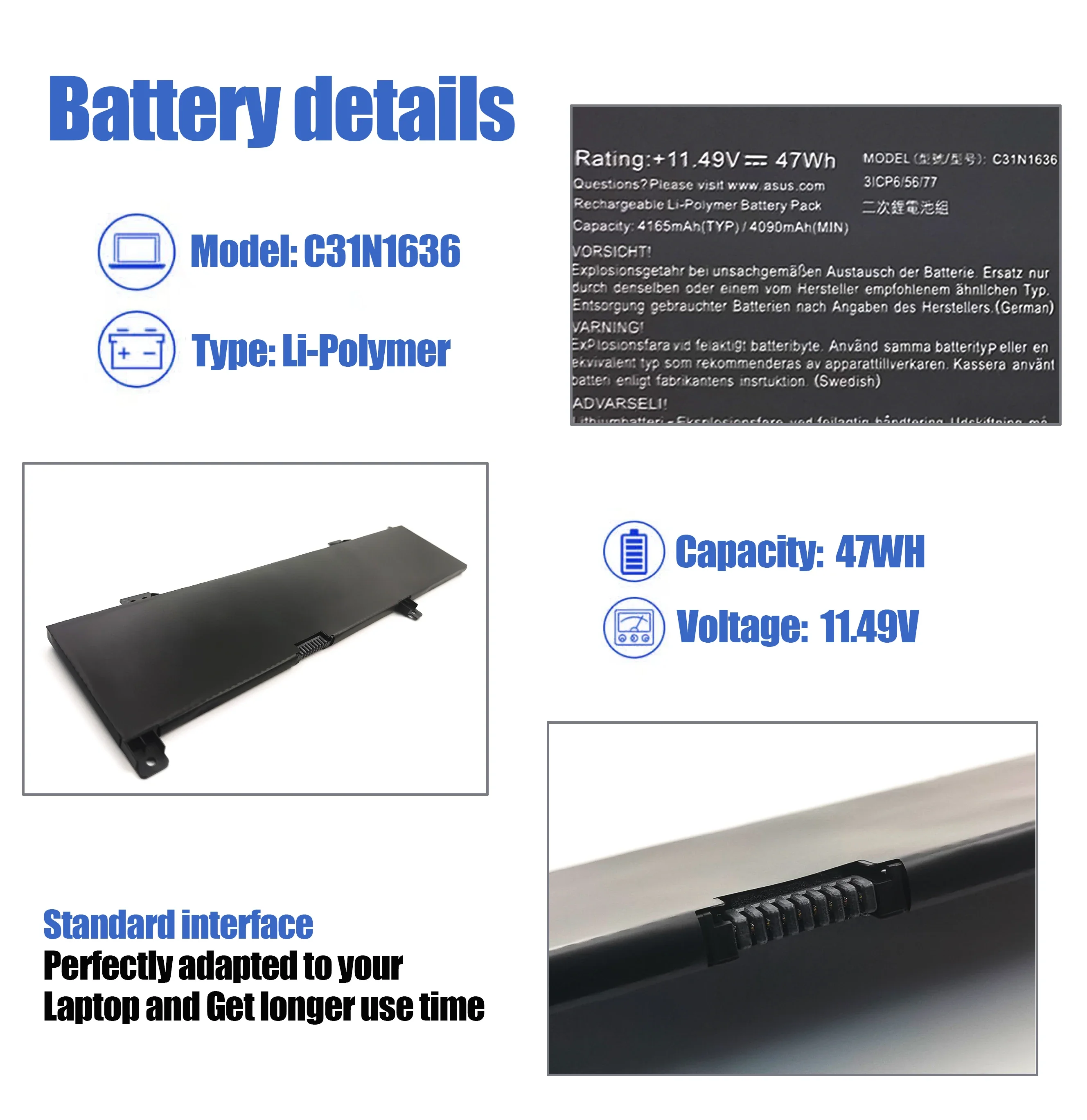 JGTM C31N1636 Substituição Da Bateria Do Portátil para Asus VivoBook Pro 15 N580V N580VD N580VN N580GD NX580V NX580VD NX580GD X580V X580VD