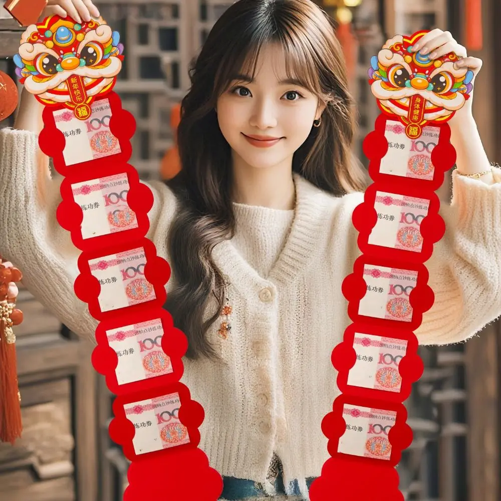 

Cartoon Folding Red Envelope Foldable Blessing Words Lucky Red Pocket With Tassels Traditional Horse Year Money Envelope