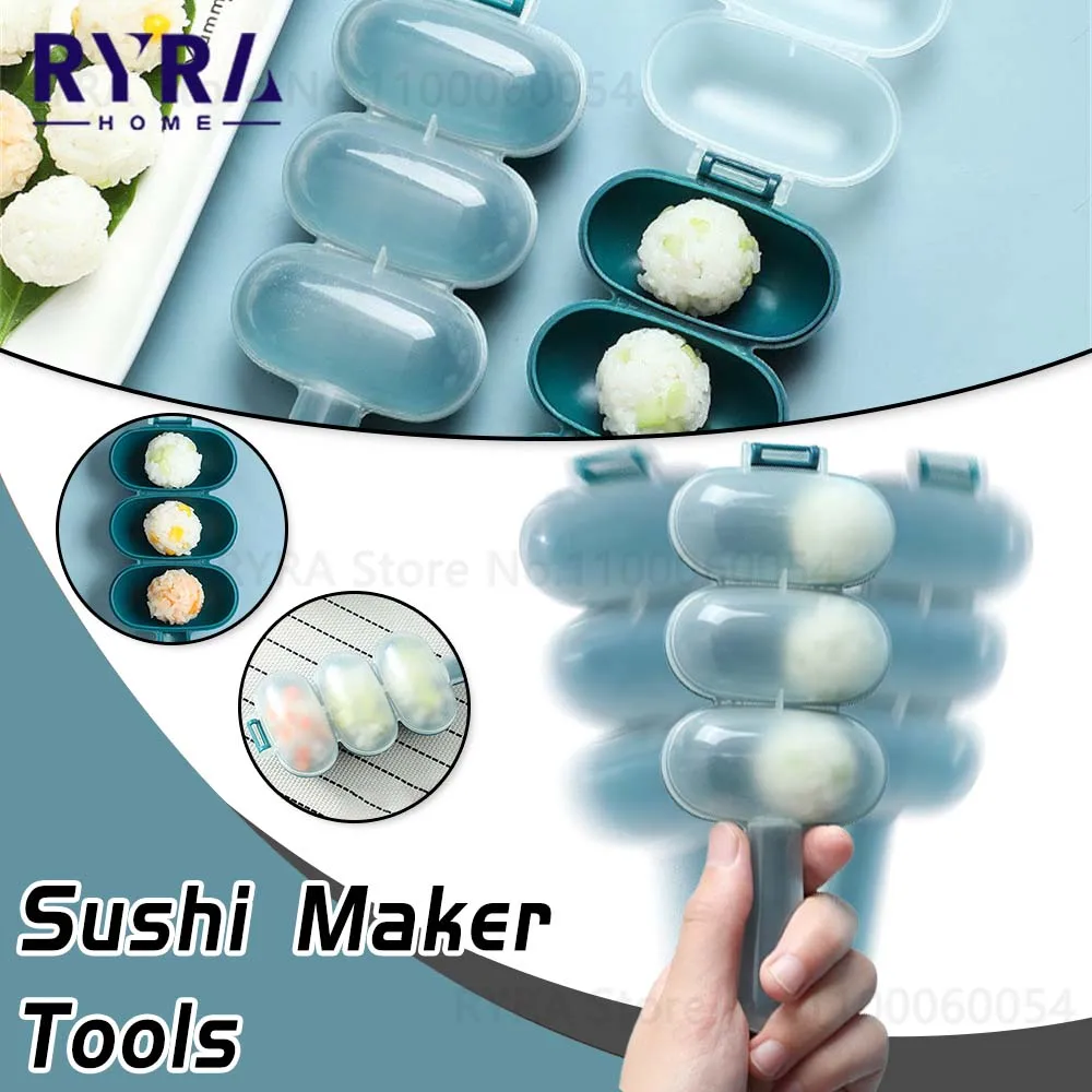 Rice Ball Mold Lunch Rice Ball Maker Mould Shaker Transparent Cover Sushi Roller Onigiri Mold Kitchen Accessories Sushi Tool