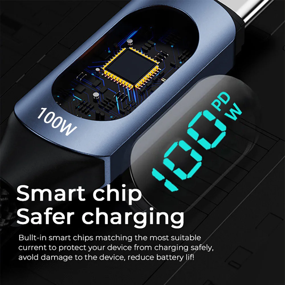 NNBILI نوع C إلى نوع C كابل 100 واط PD شحن سريع شاحن USB C إلى USB C عرض كابل ل Xiaomi POCO F3 Realme Macbook iPad