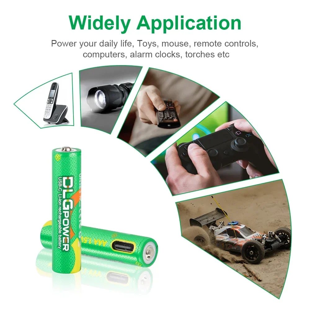 DLGpower USB 1.5V 1000mWh Lithium Battery AAA Rechargeable Lithium Batteries aaa for Electric Toys Mouse Keyboard Flashlight