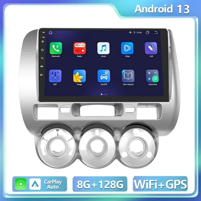 

Android 13 Car Radio Multimedia Video Player For Honda Fit Jazz City 2002 2003-2007 Stereo Navigation GPS Carplay Auto 4G+WIFI