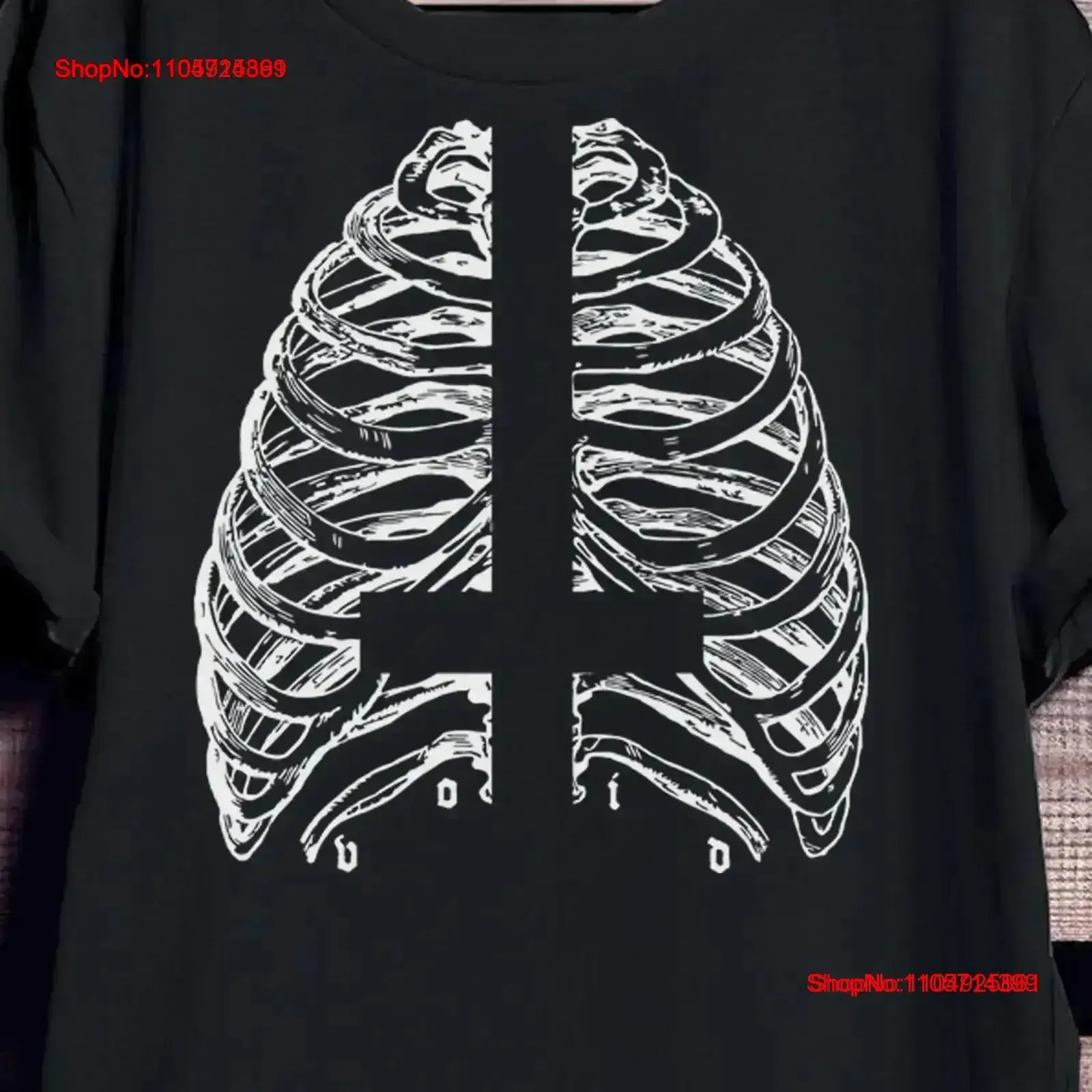 Caged Cross T Shirt Sizes S 3XL print goth tee inverted top clothes ribcage horror gothic vintage Washed For Everyday Wear