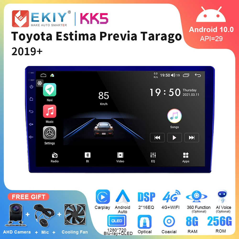 

EKIY KK5 QLED Android 10 Car Radio For Toyota Estima Previa Tarago 2019+ Multimedia Video Player Auto Navigation GPS Head Unit