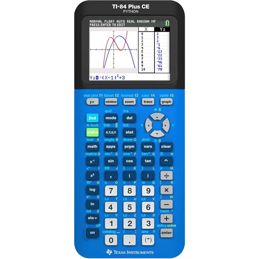 

Texas Instruments TI84 Plus CE Цветной графический калькулятор Bionic Blue Маленький для продвинутых математических и научных применений wi