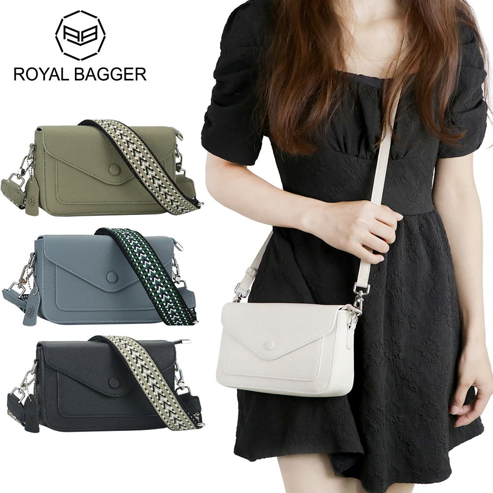 

Royal Bagger New Fashionable Crossbody Bags, Genuine Leather Envelope Purse, with Two Shoulder Straps 1853