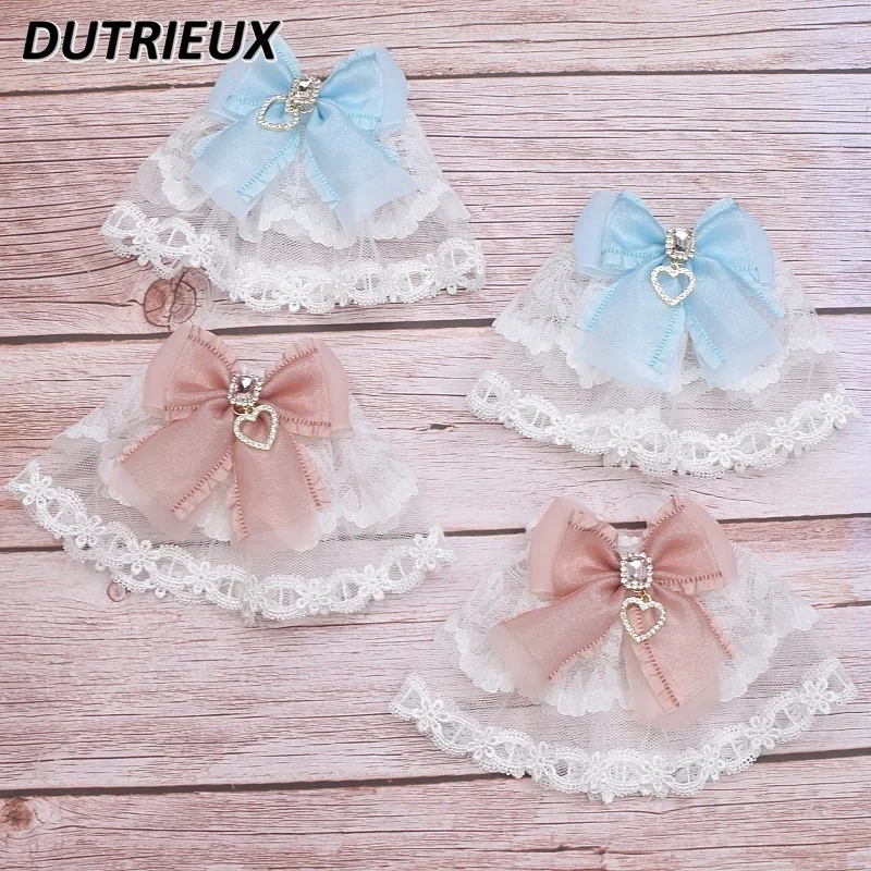 Estilo japonês original artesanal lolita mina série doce bonito meninas acessórios laço fio arco oversleeves jóias verão