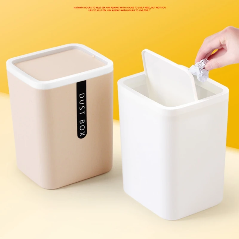Home Office Countertop Garbage Basket Trashbox for Creative Mini Desktop Trash Can Tabletop Plastic Small Waste Bin with