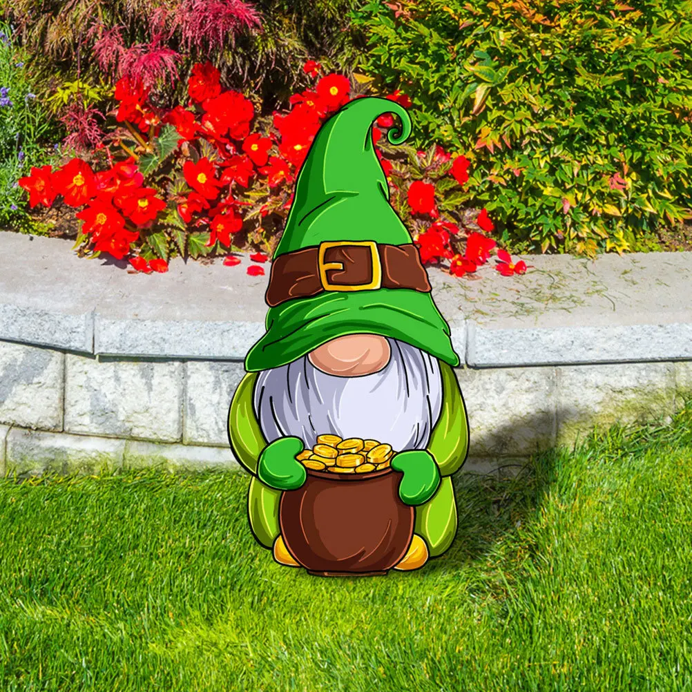 

Garden Outdoor St Patrick's Day Yard Gnomes Sign Holiday Lawn Stake Outdoor Garden Sign Lawn Decorations Patrick Yard Decoration