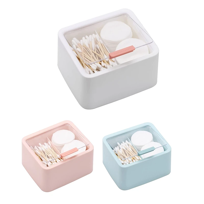 

TKOH-большой держатель, 2 отделения, независимый диспенсер для ватных тампонов, резервуар для хранения в ванной комнате с откидной крышкой