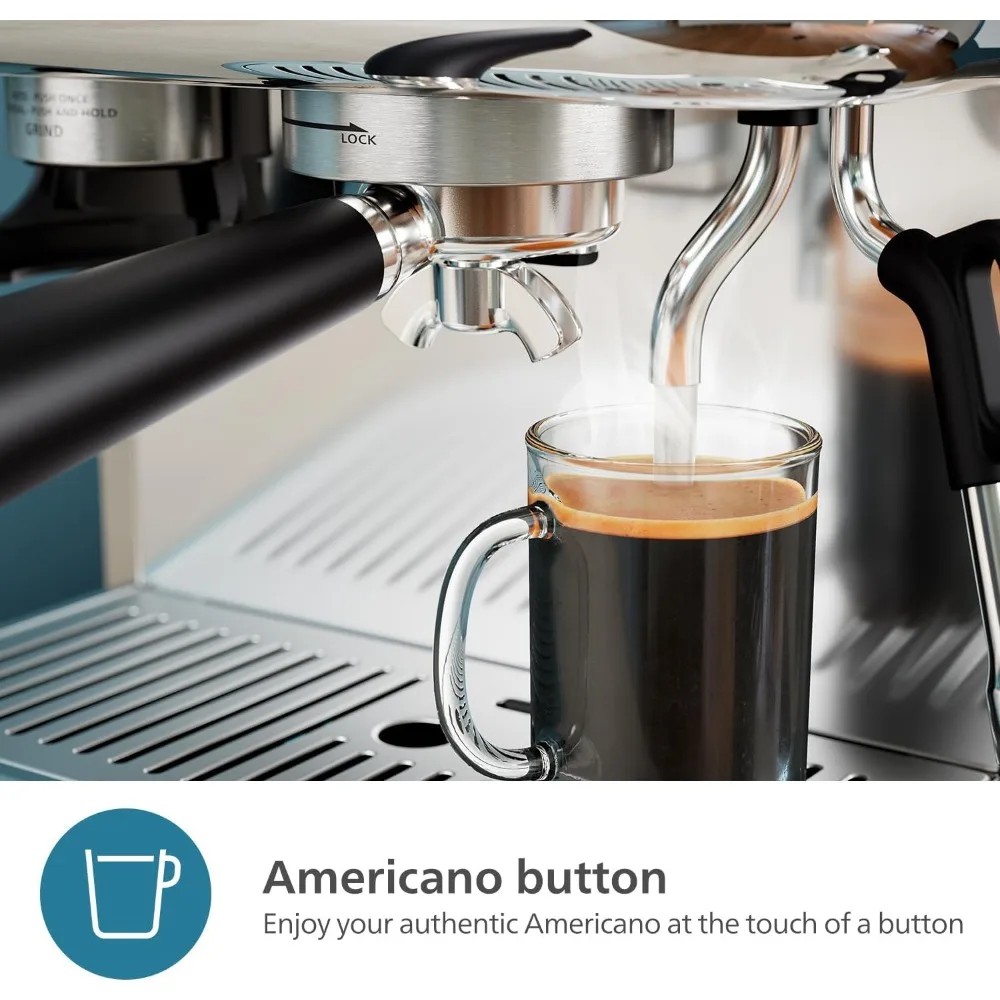 Barista Brew Semi Automatic Espresso Machine -Single & Double Espresso + Americano Button,250g Bean Container,Intuitive Guidance