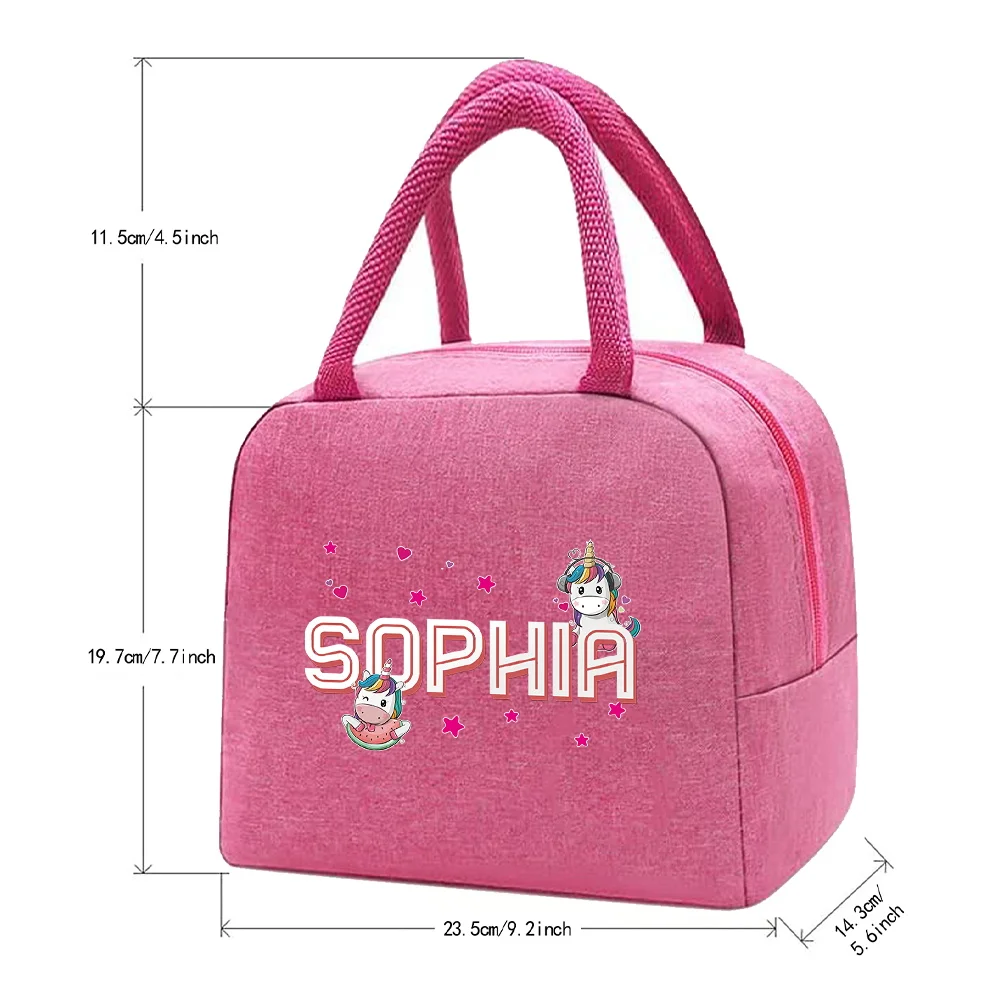 Personalized Customization Name Insulated Lunch Bag Thickened Food Bag Travel Picnic Bag Cartoon Series