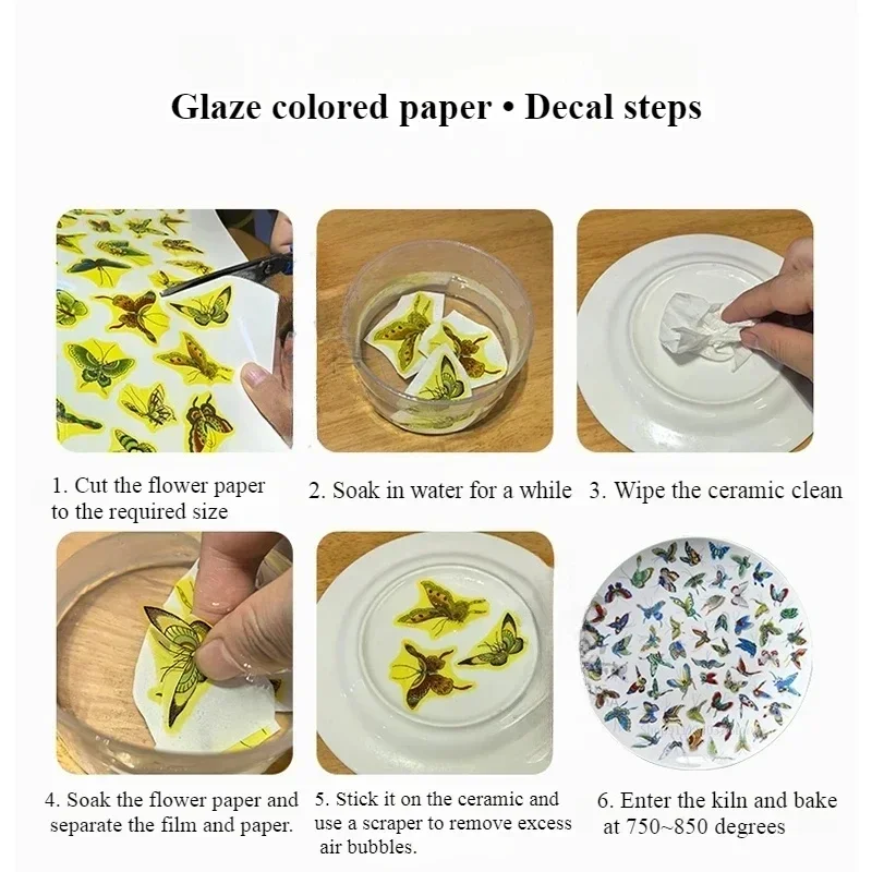 New Color Pottery Decals Paper Ceramics Clay Transfer Paper Glaze Overglaze Porcelain Decal Paper Ceramic Coloring Pottery Tools