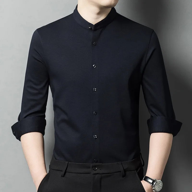 Fashionable Young Men Collar Long-sleeved Shirt Spring Autumn Versatile Comfortable Shirt