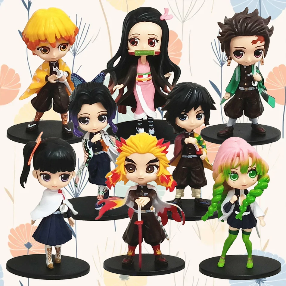 

8Pcs Kawaii Demon Slayer Boxed Character Statues PVC Kamado Tanjiro Nezuko Figures Anime Agatsuma Zenitsu Figurines Decoration