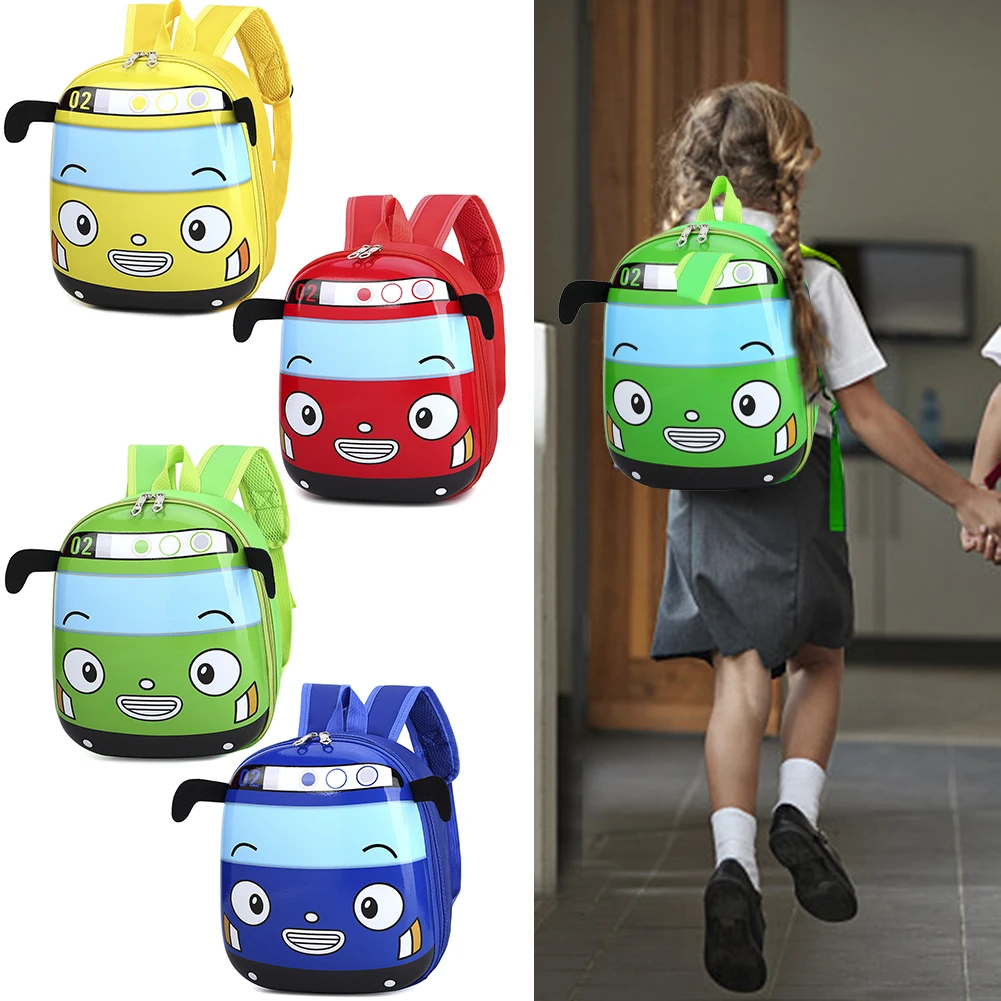 Mochila pequena do ônibus dos desenhos animados 3D, escola do jardim de infância Bookbag para meninos e meninas, ir para um passeio, bonito