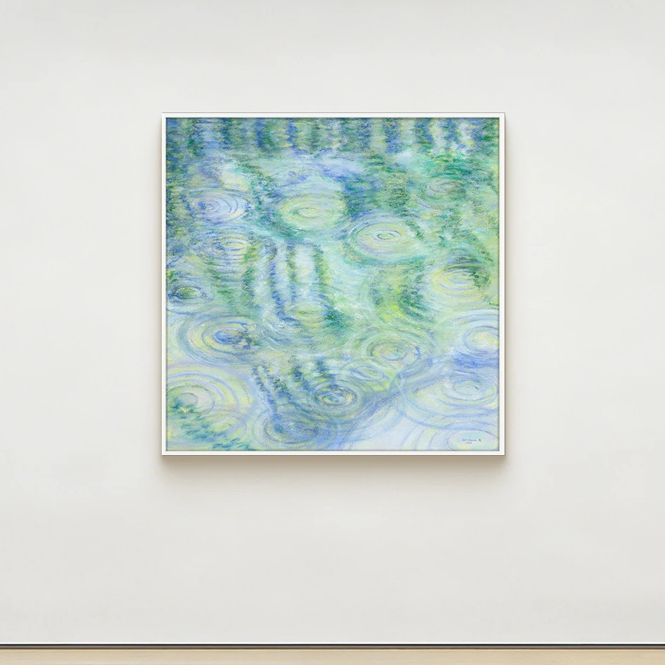 Artist Signed Limited Edition Prints -Impressionist Water Ripples Canvas Wall Art, Serene Blue Green Art, Framed & Ready to Hang