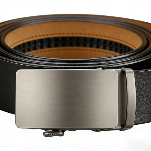 Imagen 2 del producto Cinturón de alta calidad para hombre, cinturones de cuero genuino, correas ajustables sin agujeros para hombre, cinturón con hebilla automática de aleación para pantalones vaqueros